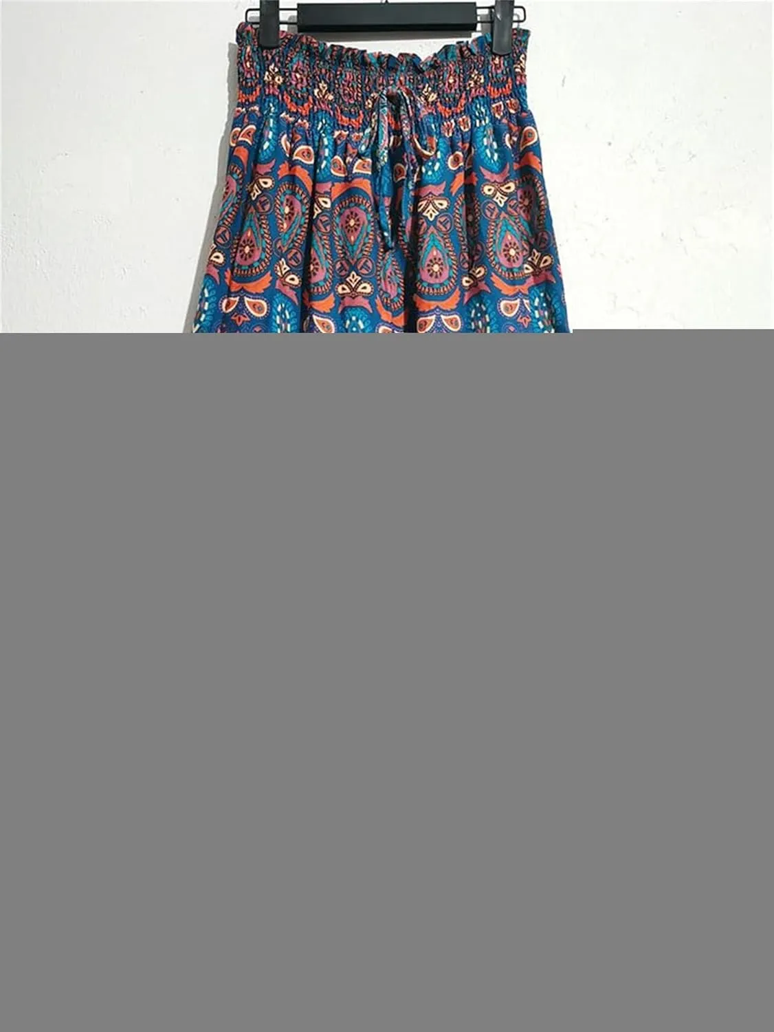Women Boho Floral Print Skirts Vintage Elastic High Waist A-Line Long Skirts Summer Tiered Flowy Maxi Skirt