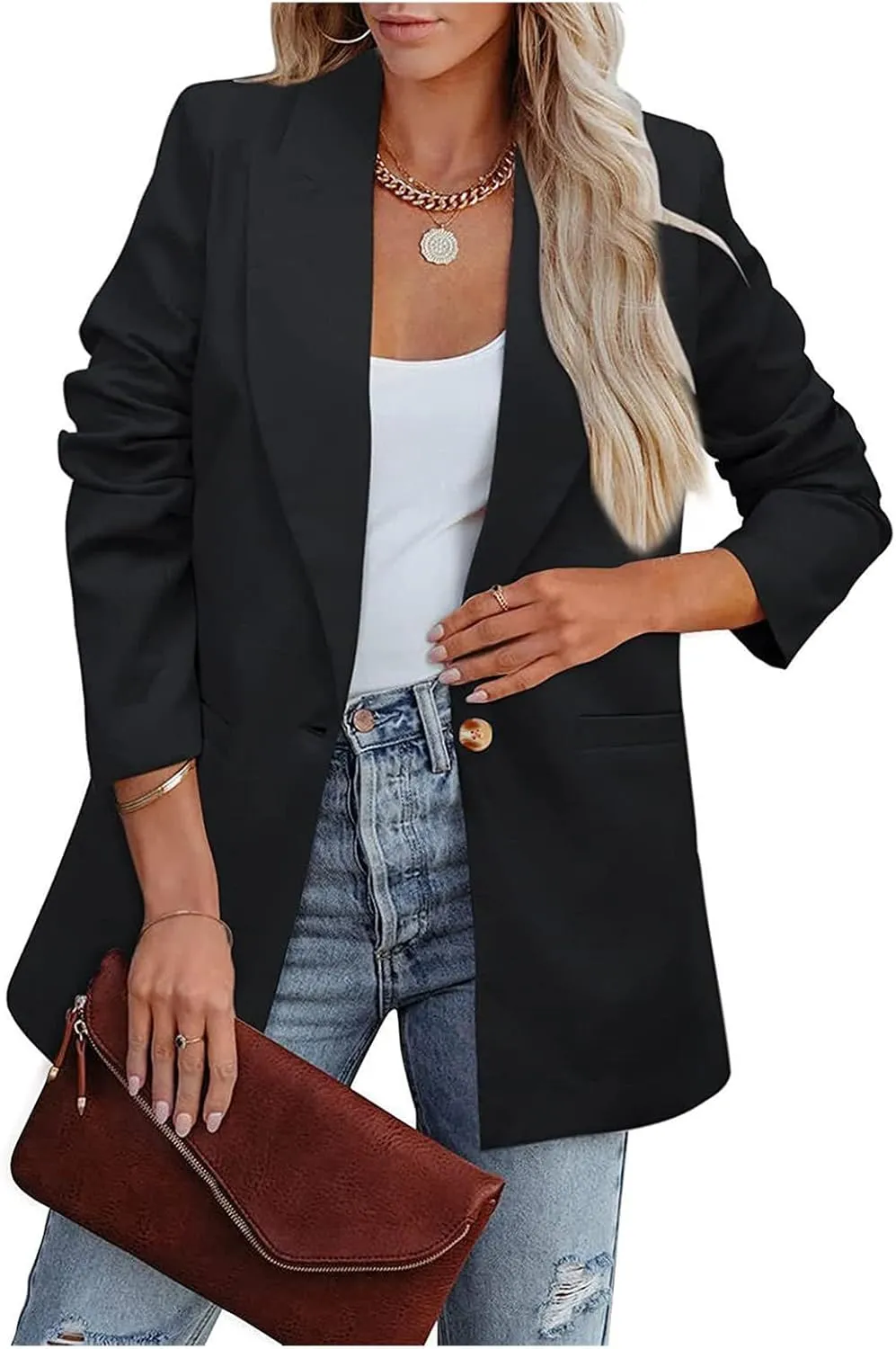 Women Business Casual Blazer Jacket Professional Suit Jacket Lightweight Open Front Long Sleeve Work Office Jackets