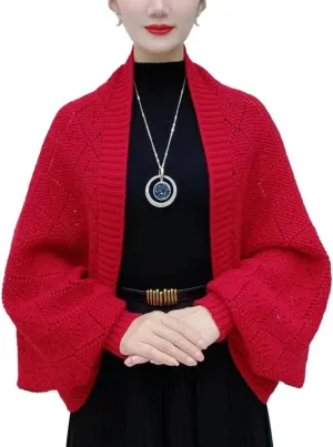 Women Cardigan Sweaters Oversized Chunky Knit Slouchy Wrap Open Front Coat Shoulder Wrap and Shawl Outwear