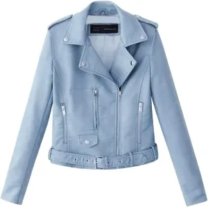 Women Cropped Jacket Biker Moto Jackets Lightweight Open Front Cardigan Trendy 2025 Fall Outfit