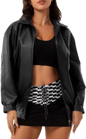 Women Faux Leather Jackets Fall Fashion Motorcycle Blazer Jackets Winter Outfits Clothes 2024 Moto Biker Outwear Coat