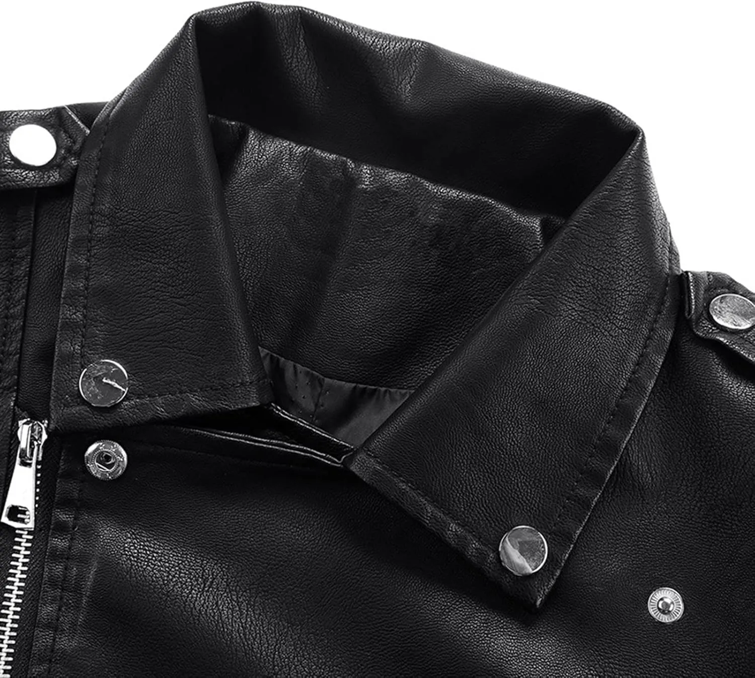 Women Faux Leather Jackets Slim Fit Zip Up Pleather Short Blazer Coats with Belted Lapel Cropped Suit Motor Jacket
