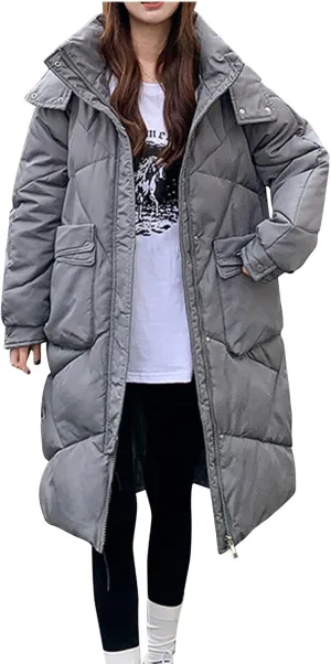 Women Long Winter Coats Plus Size Puffer Jackets Thicken Outerwear Maxi Down Coats Parka Quilted Lightweight Jackets