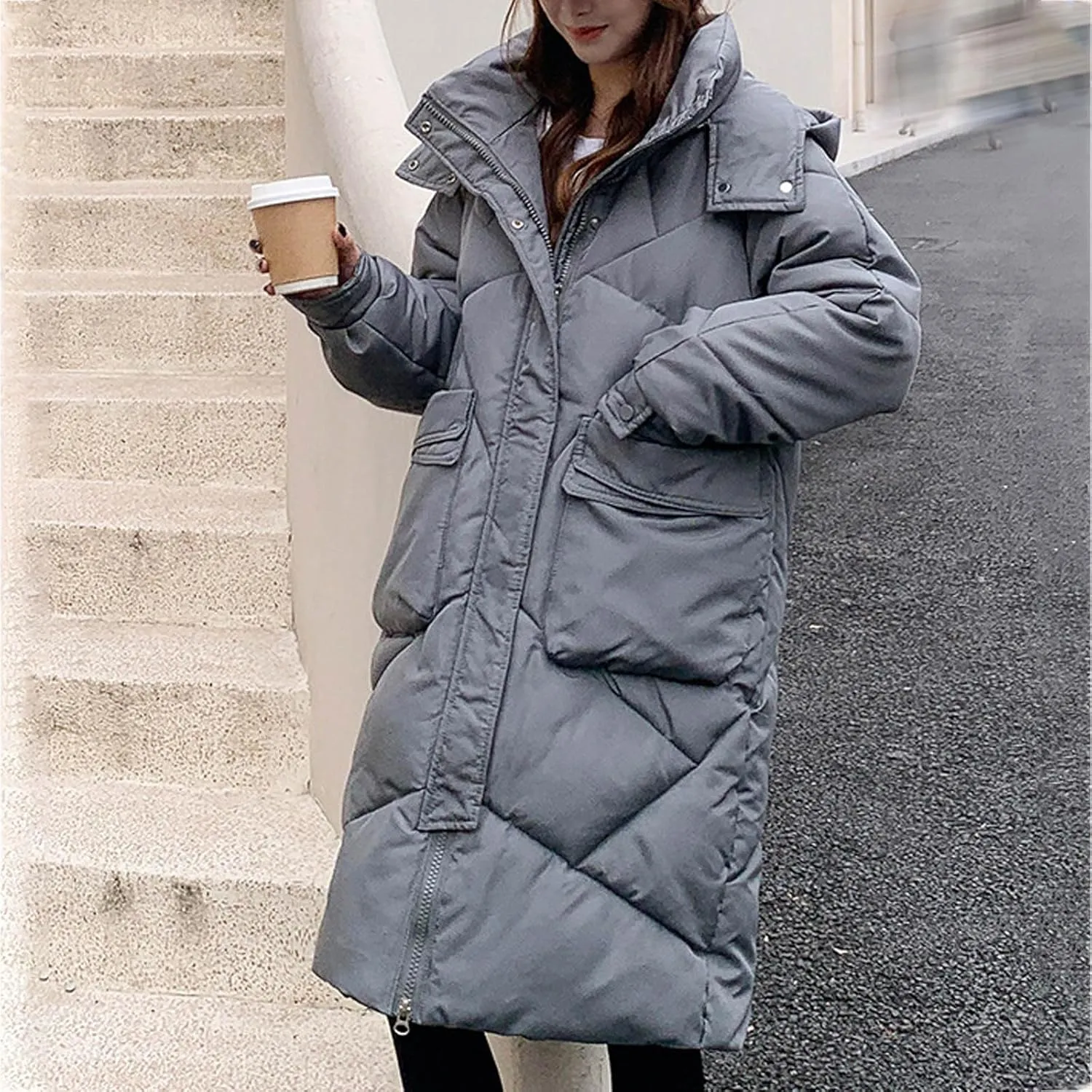 Women Long Winter Coats Plus Size Puffer Jackets Thicken Outerwear Maxi Down Coats Parka Quilted Lightweight Jackets