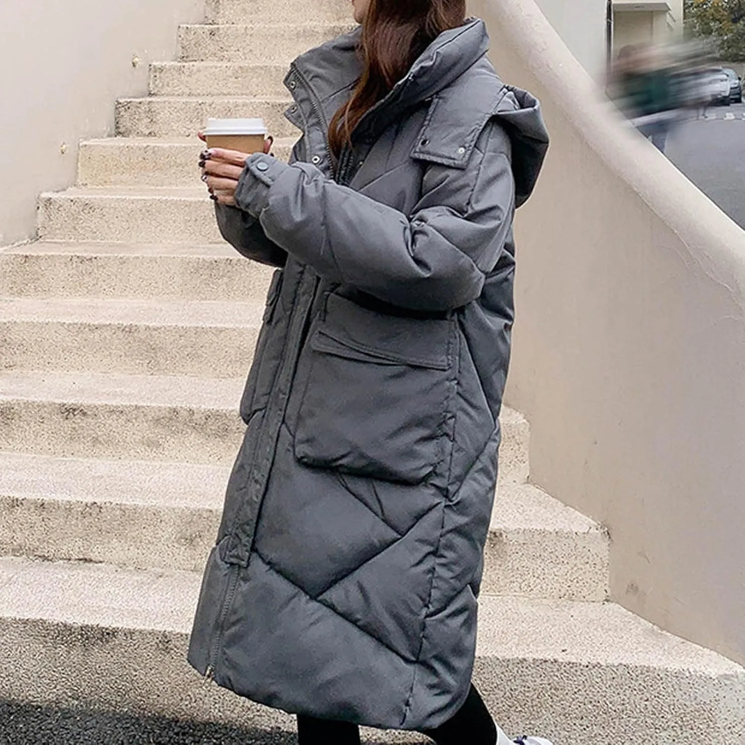 Women Long Winter Coats Plus Size Puffer Jackets Thicken Outerwear Maxi Down Coats Parka Quilted Lightweight Jackets