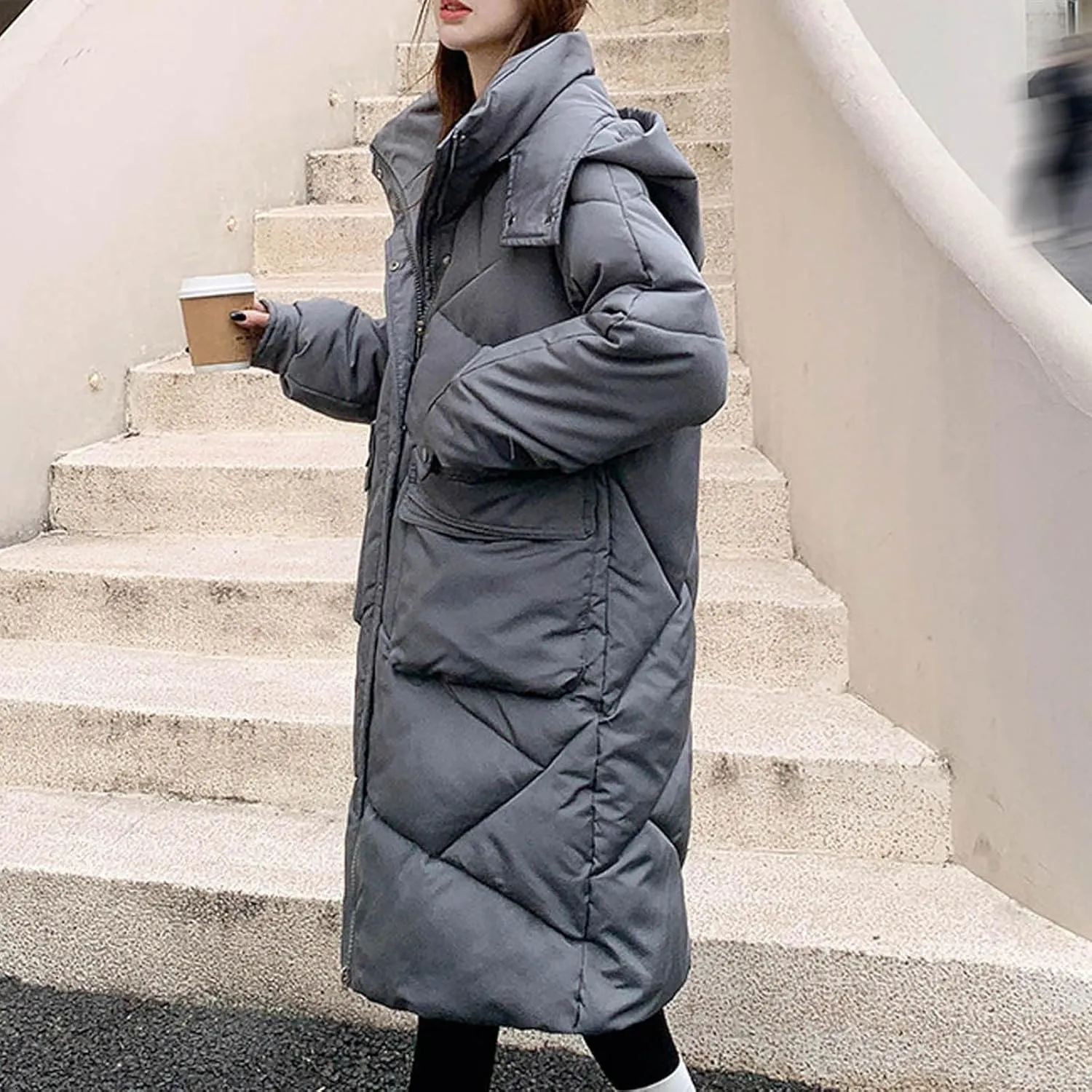 Women Long Winter Coats Plus Size Puffer Jackets Thicken Outerwear Maxi Down Coats Parka Quilted Lightweight Jackets
