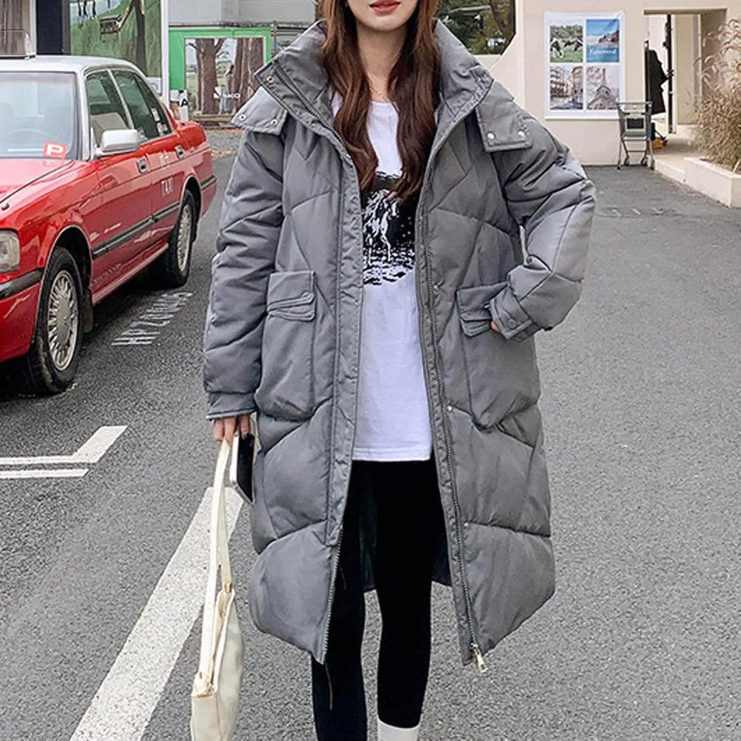 Women Long Winter Coats Plus Size Puffer Jackets Thicken Outerwear Maxi Down Coats Parka Quilted Lightweight Jackets