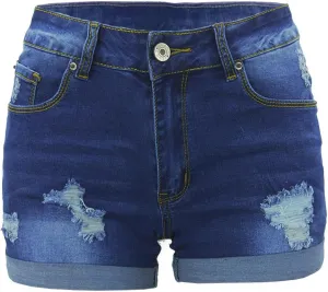 Women Ripped Jean Shorts Stretchy Distressed Denim Shorts with Pockets