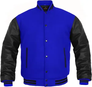 Women Varsity Jacket Genuine Leather Sleeve and Wool Blend Letterman Ladies Girls College Varsity Jackets