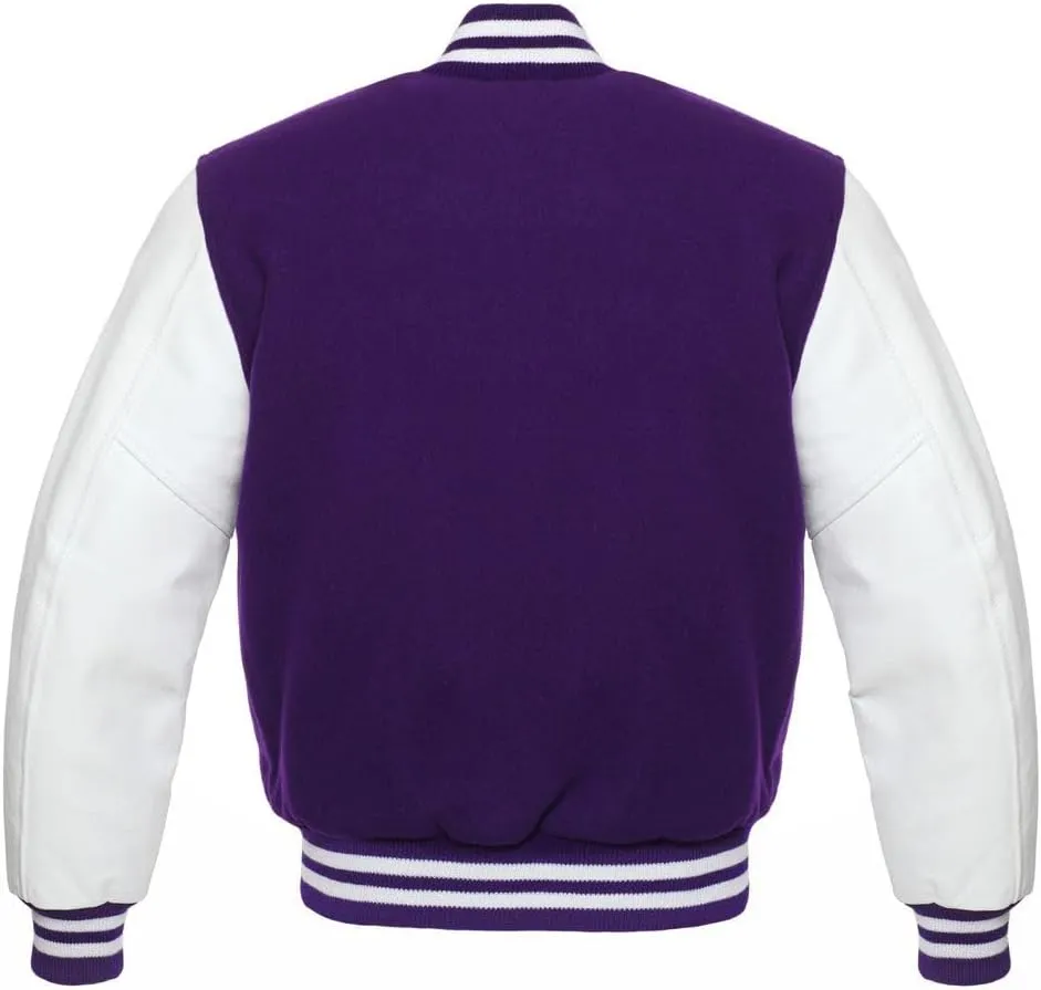 Women Varsity Jacket Genuine Leather Sleeve and Wool Blend Letterman Ladies Girls College Varsity Jackets