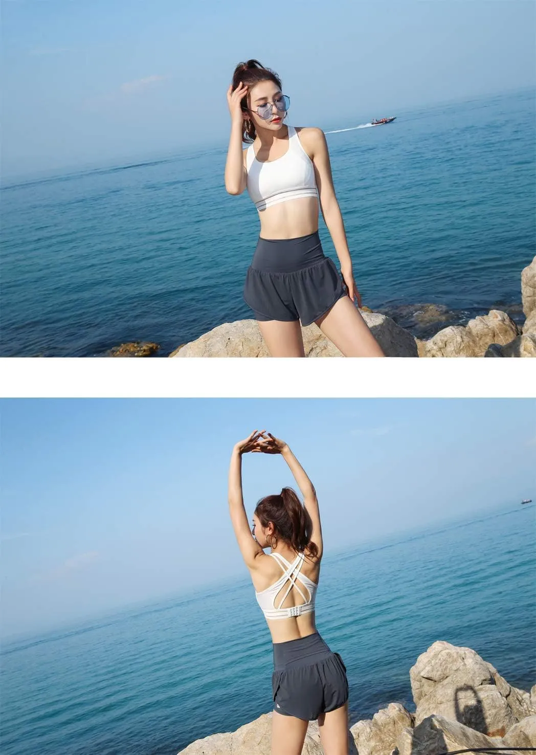 Women Workout Running Shorts,Active Yoga Gym Sport Shorts with Liner 2 in 1