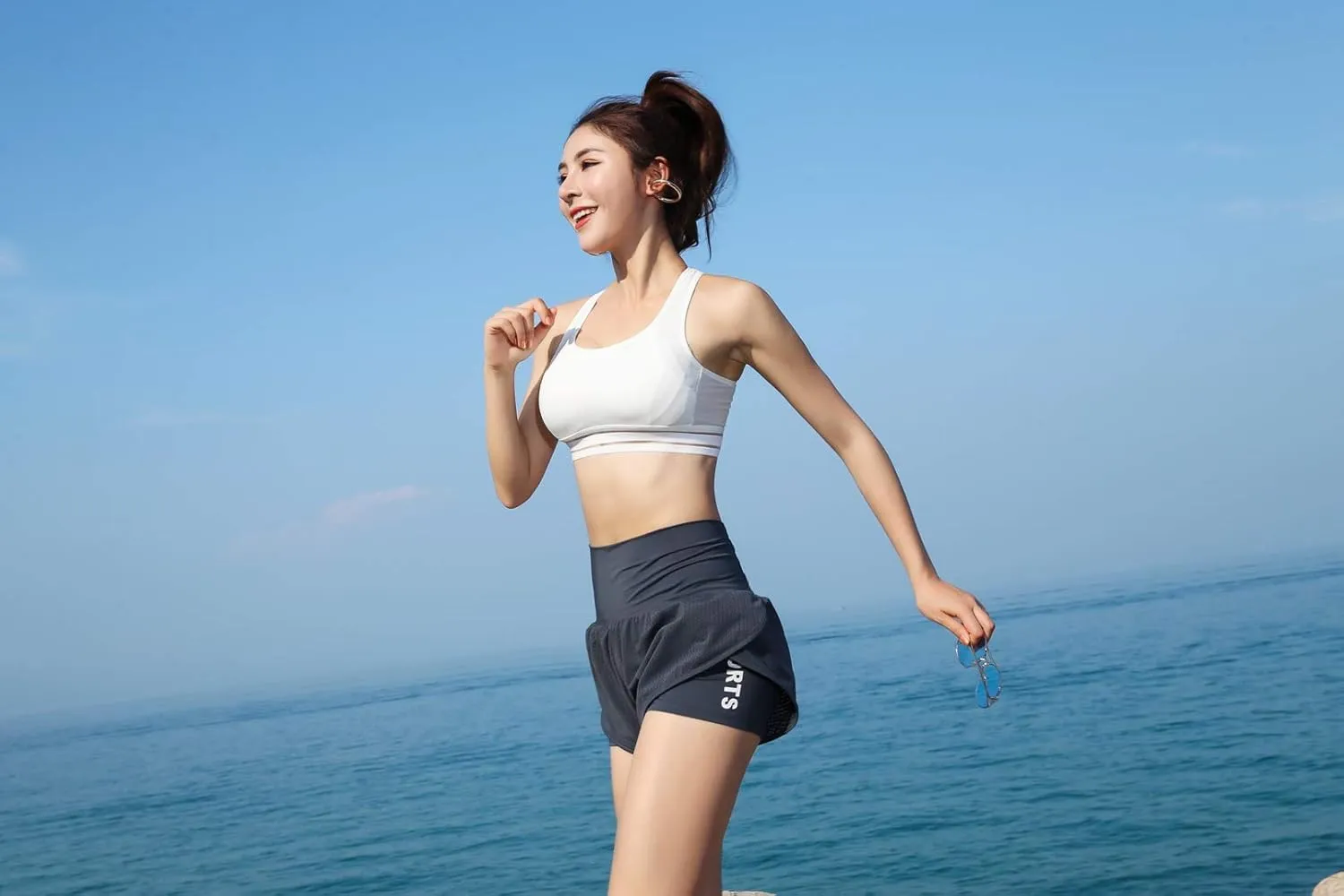 Women Workout Running Shorts,Active Yoga Gym Sport Shorts with Liner 2 in 1