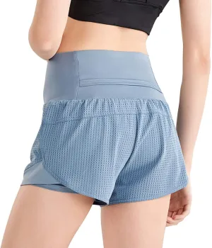Women Workout Running Shorts,Active Yoga Gym Sport Shorts with Liner 2 in 1