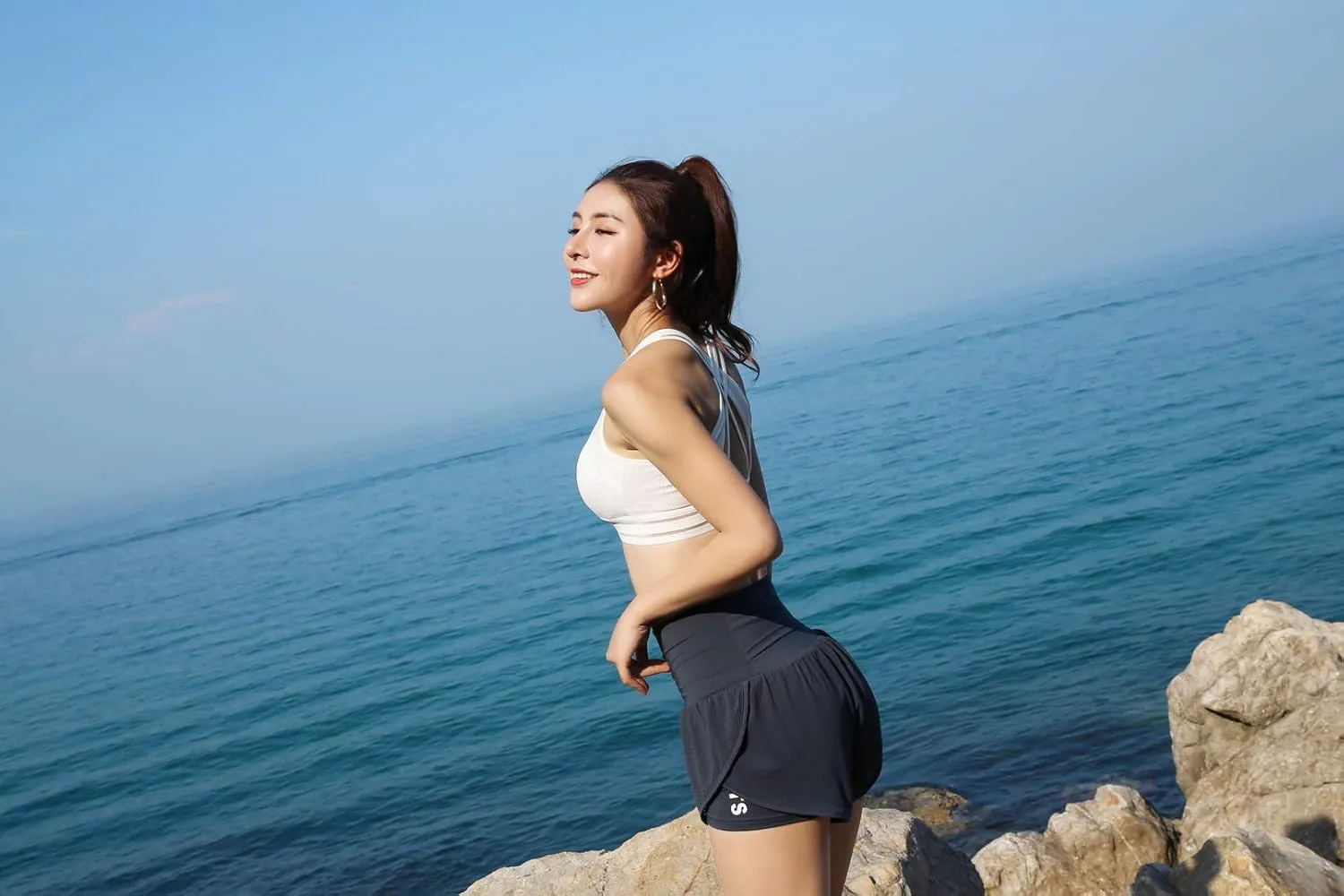 Women Workout Running Shorts,Active Yoga Gym Sport Shorts with Liner 2 in 1