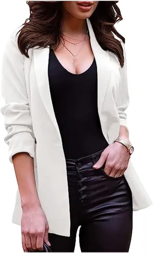Women's Blazer Business Casual Long Sleeve Slim Fit Work Office Jacket Lightweight Suit Jacket Clothes with Pockets