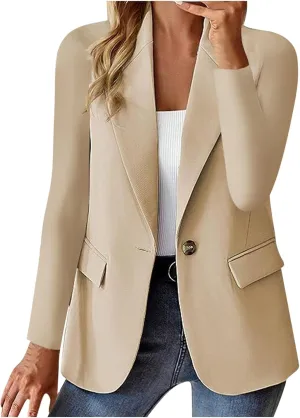 Womens Blazer Casual Lapel Long Sleeve Solid Classic Open Front Cardigan Blazers Daily Commute Office Fall Coats