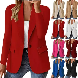 Womens Blazer Casual Lapel Long Sleeve Solid Classic Open Front Cardigan Blazers Daily Commute Office Fall Coats