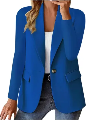 Womens Blazer Casual Lapel Long Sleeve Solid Classic Open Front Cardigan Blazers Daily Commute Office Fall Coats