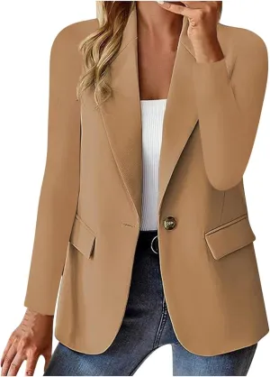 Womens Blazer Casual Lapel Long Sleeve Solid Classic Open Front Cardigan Blazers Daily Commute Office Fall Coats