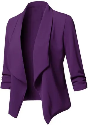 Womens Blazers 3/4 Sleeve Open Front Blazer Business Casual Deconstructed Jackets for Womens Clothes with Plus Size