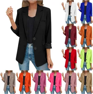 Womens Blazers Dressy Casual Long Sleeve Button Open Front Suit Jackets Work Office Blazers Jacket Trendy Clothes