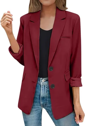 Womens Blazers Dressy Casual Long Sleeve Button Open Front Suit Jackets Work Office Blazers Jacket Trendy Clothes