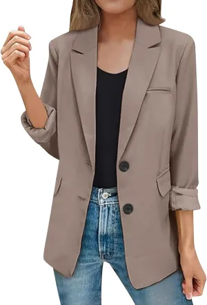 Womens Blazers Dressy Casual Long Sleeve Button Open Front Suit Jackets Work Office Blazers Jacket Trendy Clothes