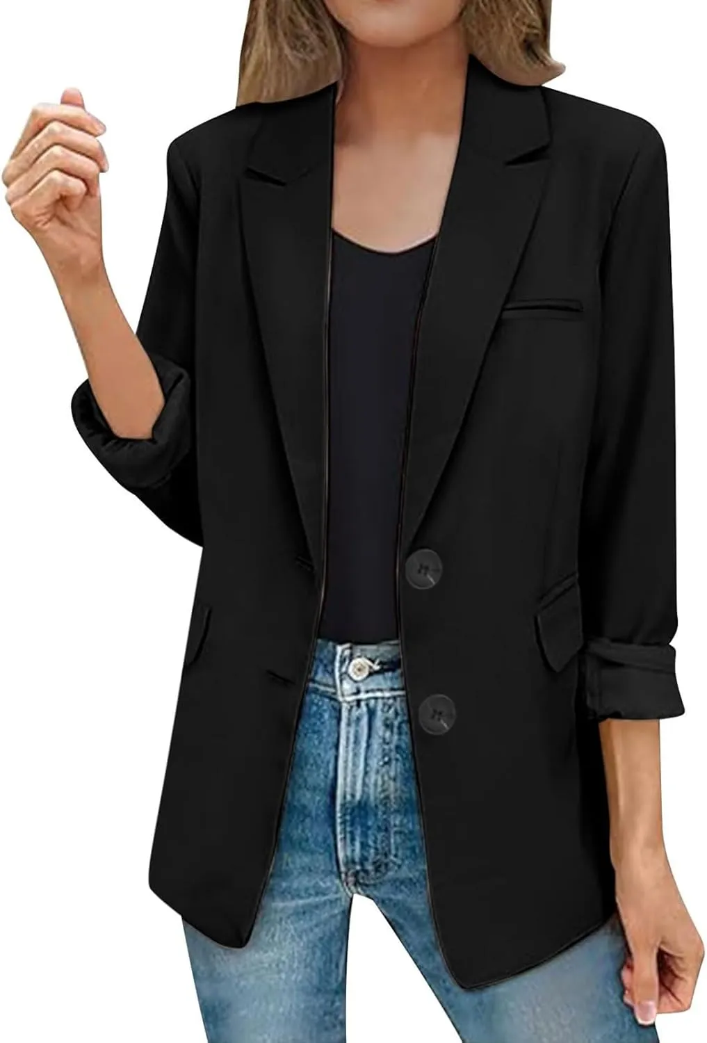 Womens Blazers Dressy Casual Long Sleeve Button Open Front Suit Jackets Work Office Blazers Jacket Trendy Clothes