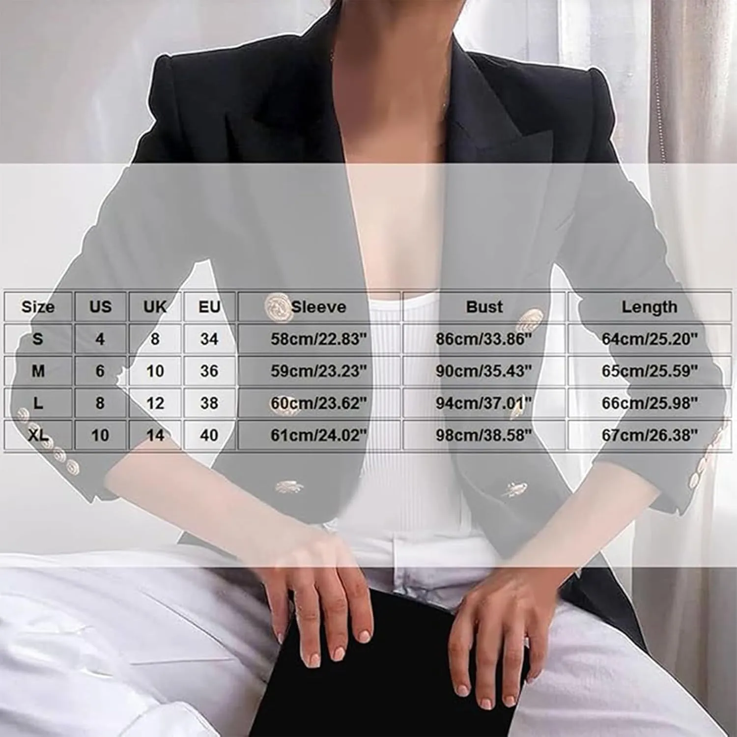 Womens Blazers Dressy Casual Long Sleeve Double Breasted Suit Jackets Classic Fitted Work Office Blazer Clothes
