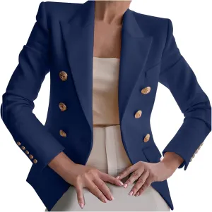 Womens Blazers Dressy Casual Long Sleeve Double Breasted Suit Jackets Classic Fitted Work Office Blazer Clothes