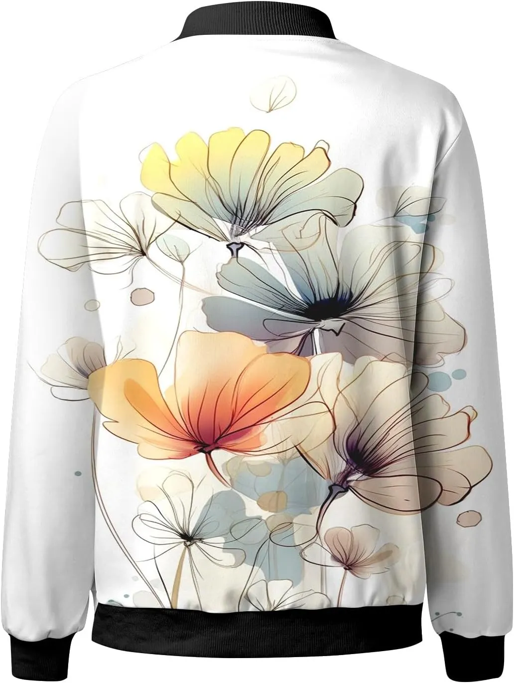 Women's Bomber Jacket 2024 Long Sleeve Classic Gradient Print Jacket Casual Daily Lightweight Short Outwear Tops