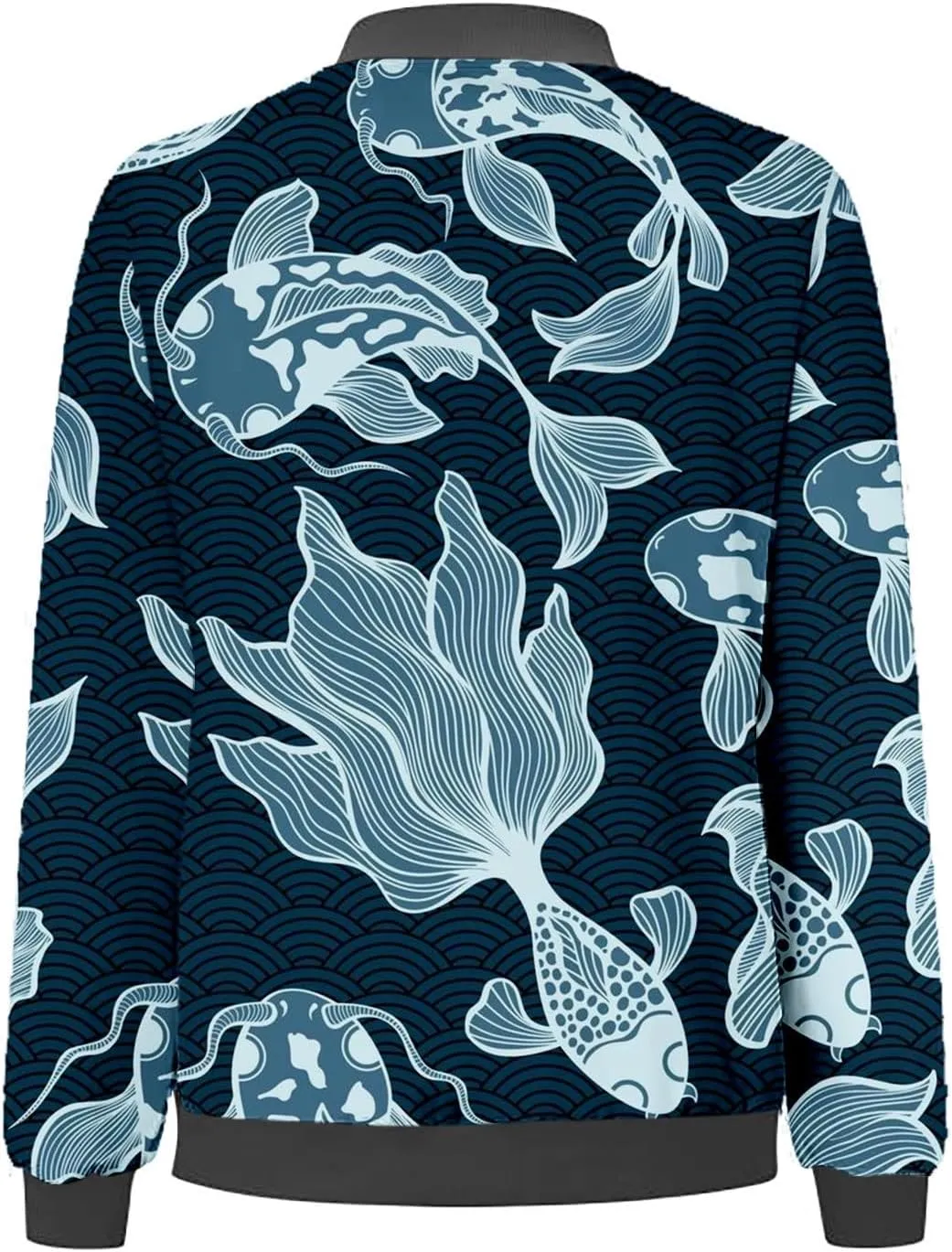 Women's Bomber Jacket Coat Stand Collar Printed Coat Stand Collar Cropped Coat Top Outerwear Windbreaker with Pockets