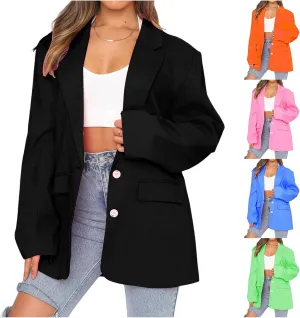Women's Business Blazer Jacket Open Front Long Sleeve Lapel Collar Work Office Jacket Professional Suit Jackets