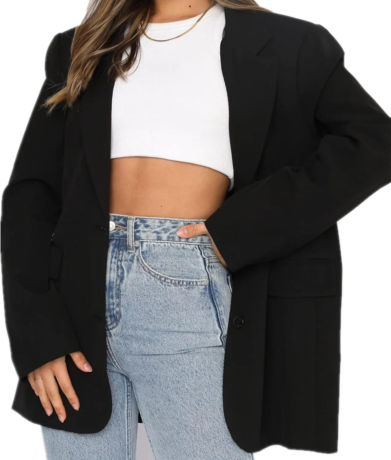 Women's Business Blazer Jacket Open Front Long Sleeve Lapel Collar Work Office Jacket Professional Suit Jackets