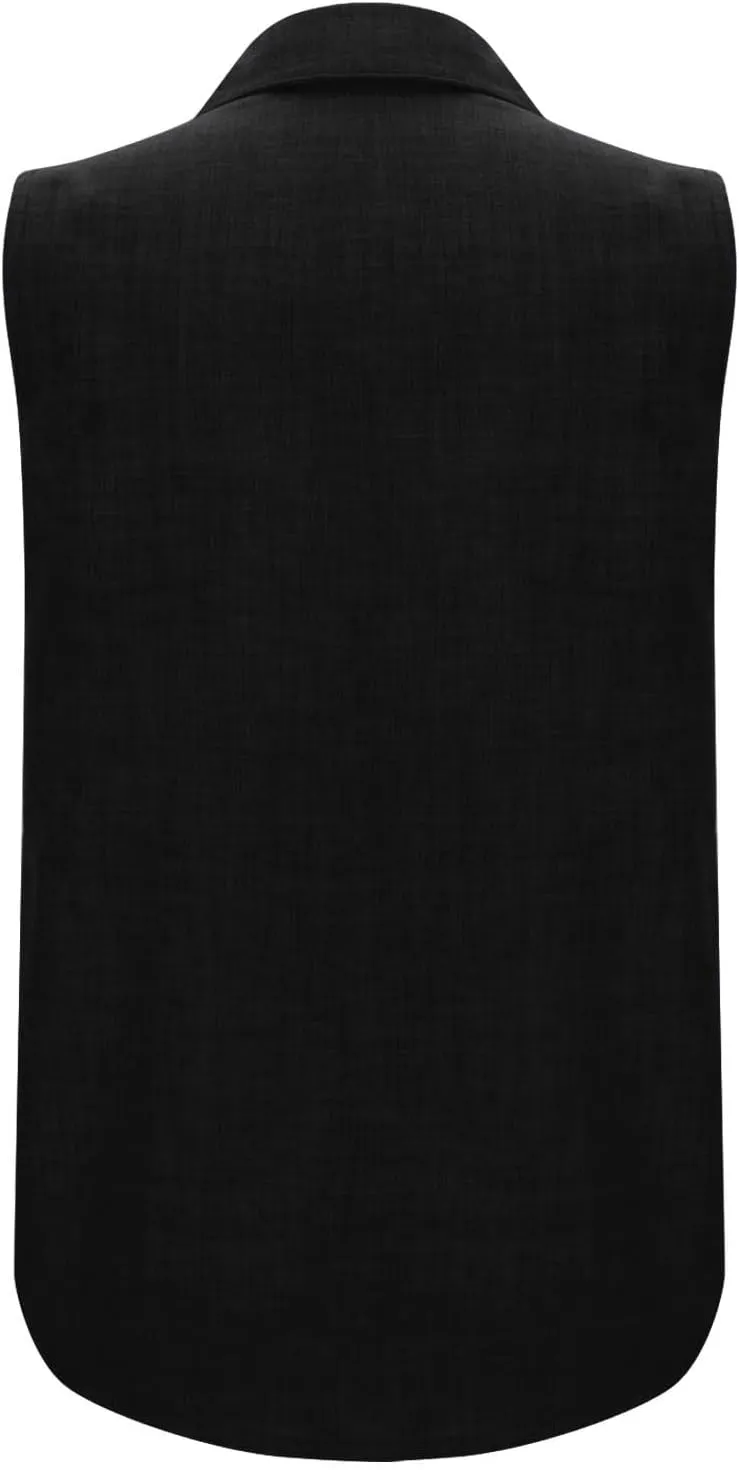 Women's Button-Front Sleeveless Blouse - Lightweight Linen Summer Top, Relaxed Fit & Breathable Design