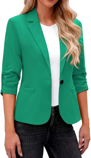 Womens Cardigans Dressy Casual Blazer Open Front Business Suit Jacket Long Sleeve Button Work Office Blazer Outwear