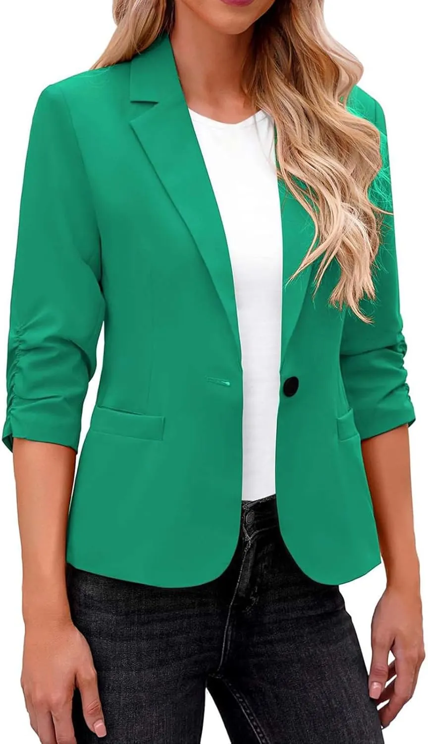 Womens Cardigans Dressy Casual Blazer Open Front Business Suit Jacket Long Sleeve Button Work Office Blazer Outwear