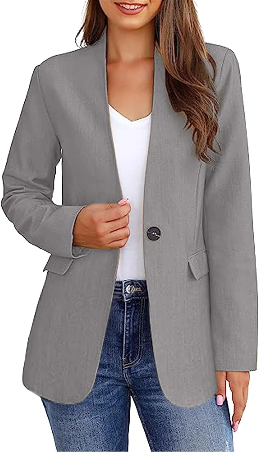 Womens Casual Blazer Jacket Business Casual Long Sleeve Open Front Work Office Suit Jackets Trendy Clothes Outwear