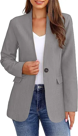 Womens Casual Blazer Jacket Business Casual Long Sleeve Open Front Work Office Suit Jackets Trendy Clothes Outwear