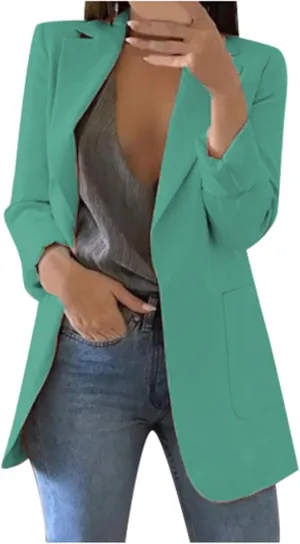 Womens Casual Blazers Fashion Solid Formal Suit Jacket Open Front Long Sleeve Lapel Blazer Jacket 2025 Work Outfits