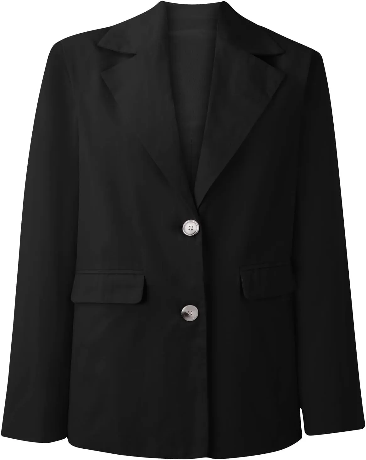 Womens Casual Blazers Long Sleeve Classic Two Button Lapel Collar Work Office Blazer Jackets Oversized Boyfriend Coat