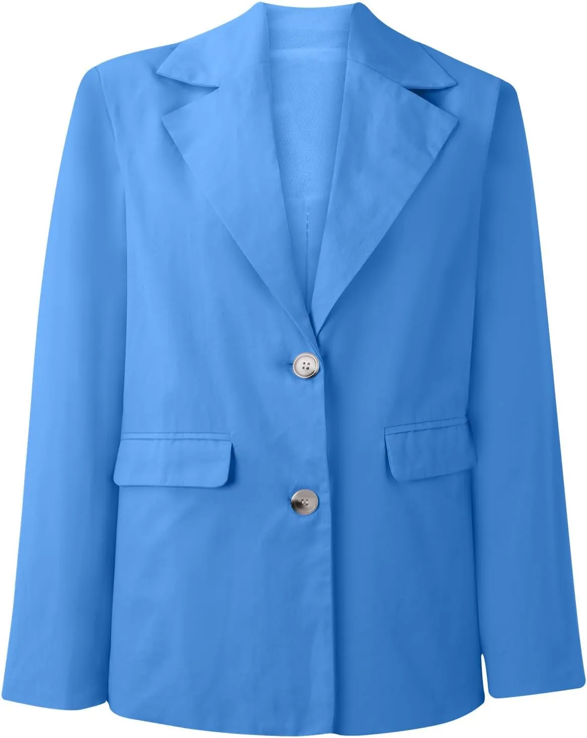 Womens Casual Blazers Long Sleeve Classic Two Button Lapel Collar Work Office Blazer Jackets Oversized Boyfriend Coat