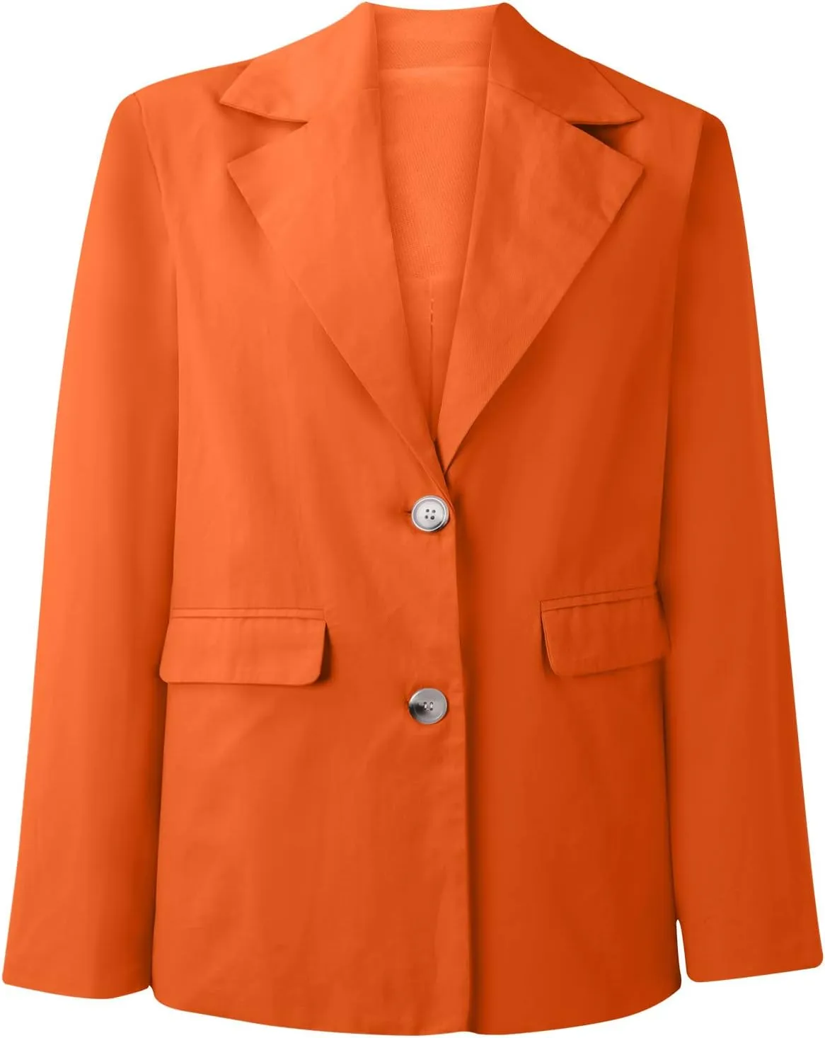 Womens Casual Blazers Long Sleeve Classic Two Button Lapel Collar Work Office Blazer Jackets Oversized Boyfriend Coat
