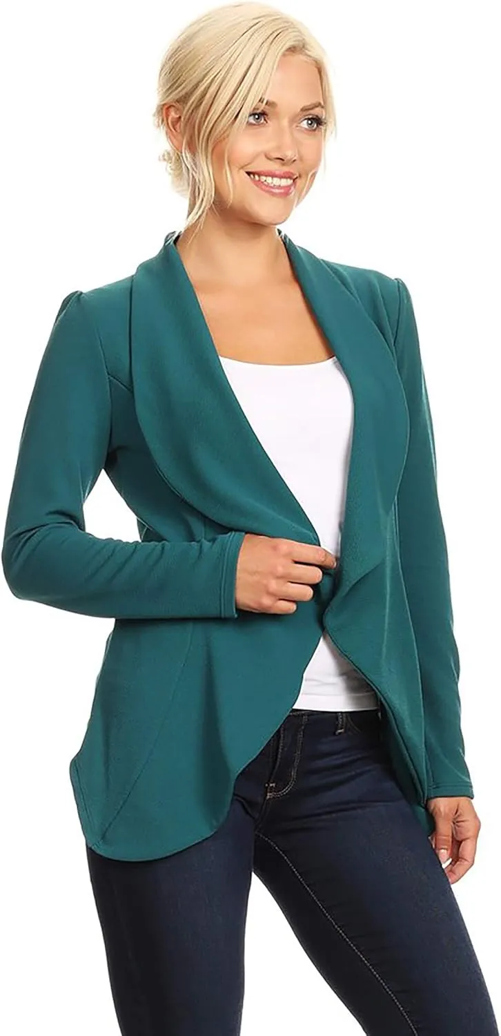Women's Classic Casual Work Draped Open Front Blazer