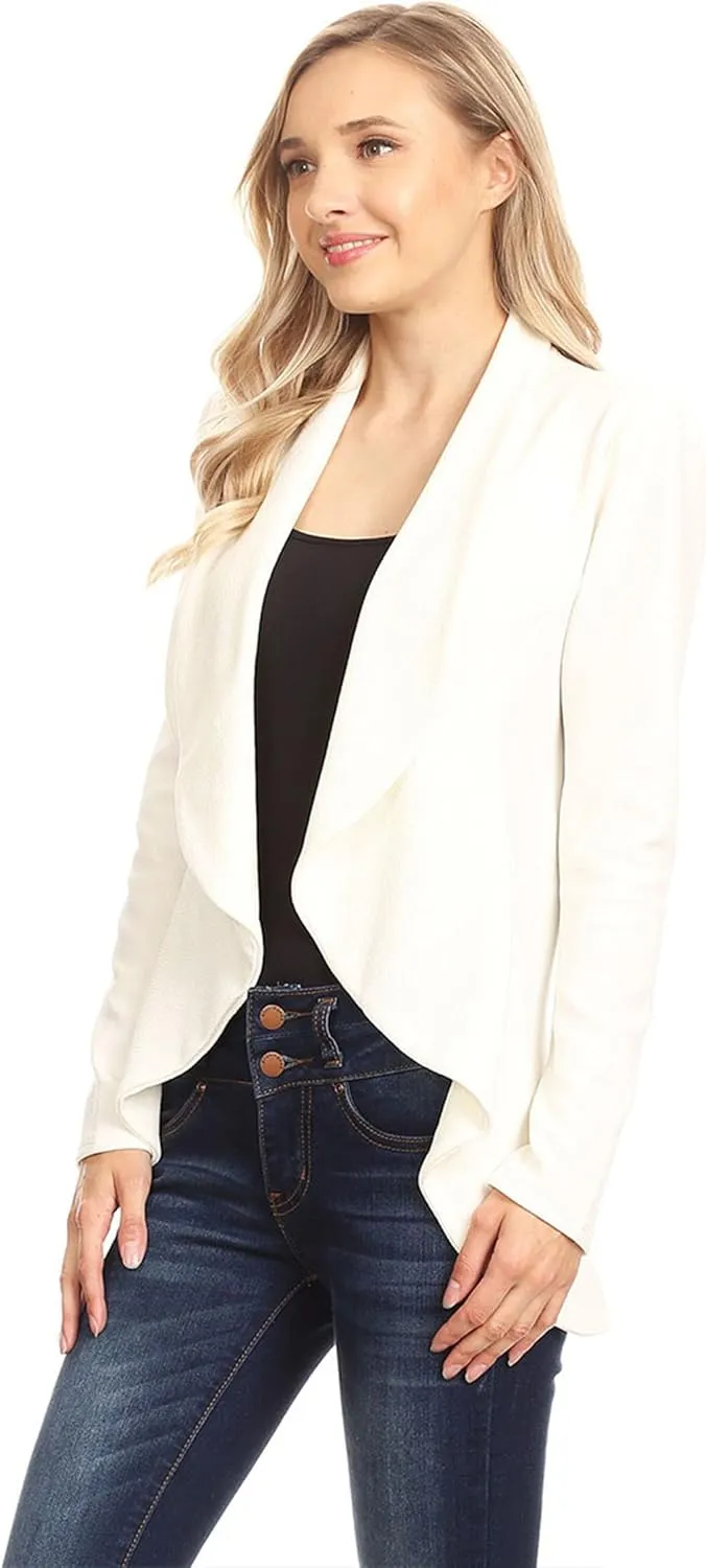Women's Classic Casual Work Draped Open Front Blazer