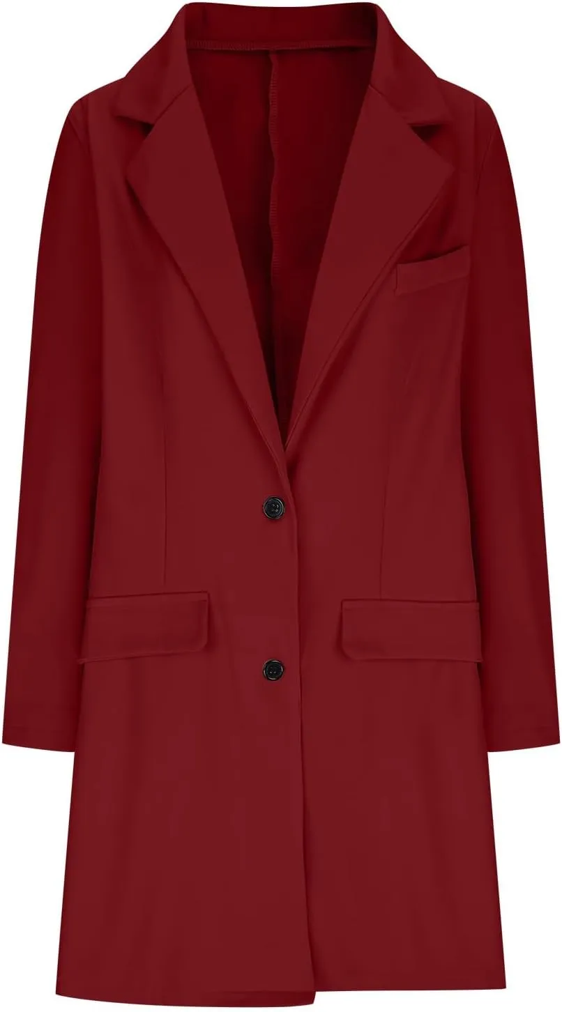 Womens Classic Formal Solid Blazers Long Sleeve Open Front Cardigans Casual Comfy Slim Jacket Work Business Clothes
