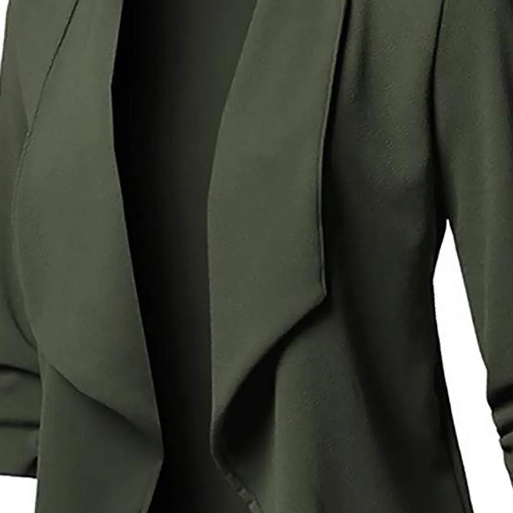 Womens Classic Simple Solid Blazers Long Sleeve Open Front Casual Jackets Soft Loose Fitted Cardigan Daily Work Suits