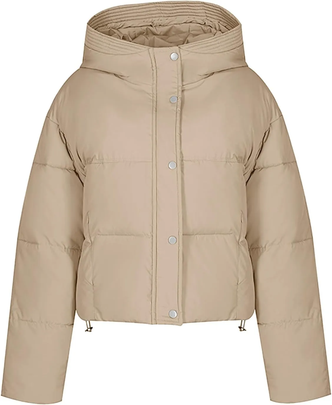 Women's Cropped Puffer Jackets Hooded Winter Coats Thicken Puffy Short Down Coats Quilted Lightweight Jackets Outerwear