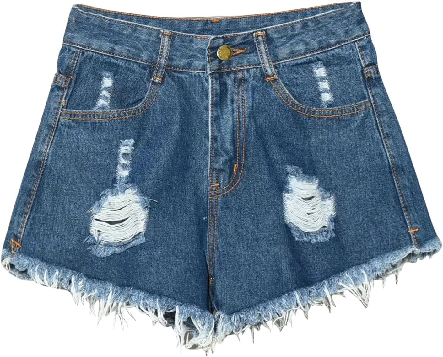 Womens Denim Shorts High Waisted Ripped Distressed Jean Shorts Plus Size Frayed Raw Hem Casual Shorts with Pockets