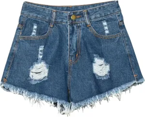 Womens Denim Shorts High Waisted Ripped Distressed Jean Shorts Plus Size Frayed Raw Hem Casual Shorts with Pockets